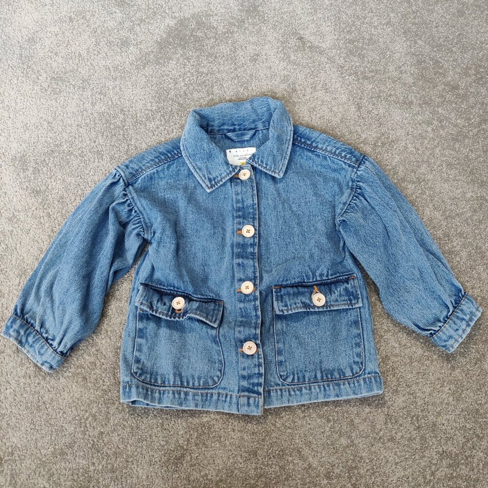 RISE Little Earthling Girls Jean Jacket Size 3 - 4 Years Blue 100% Cotton Casual